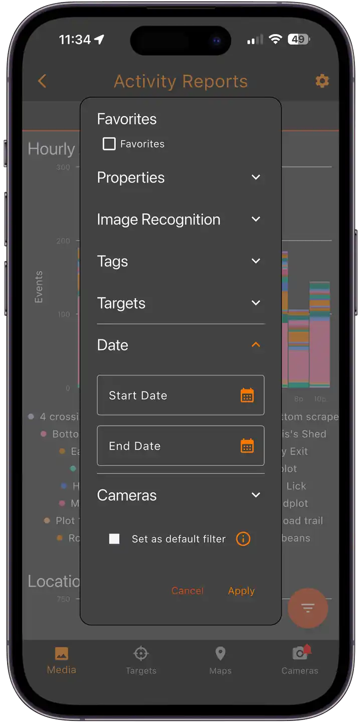 Select date range for reporting analytics