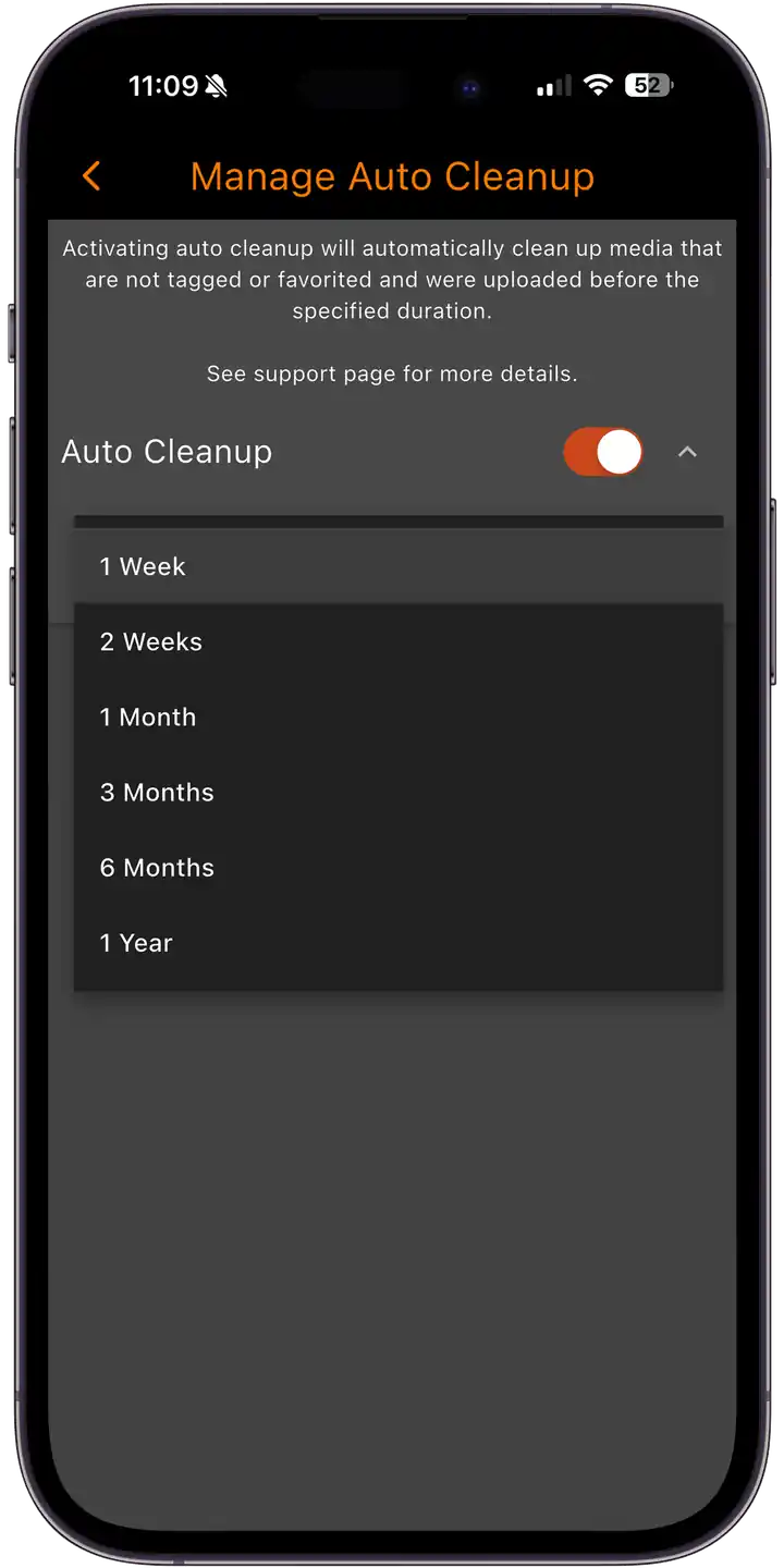 Auto delete unwanted photos and videos
