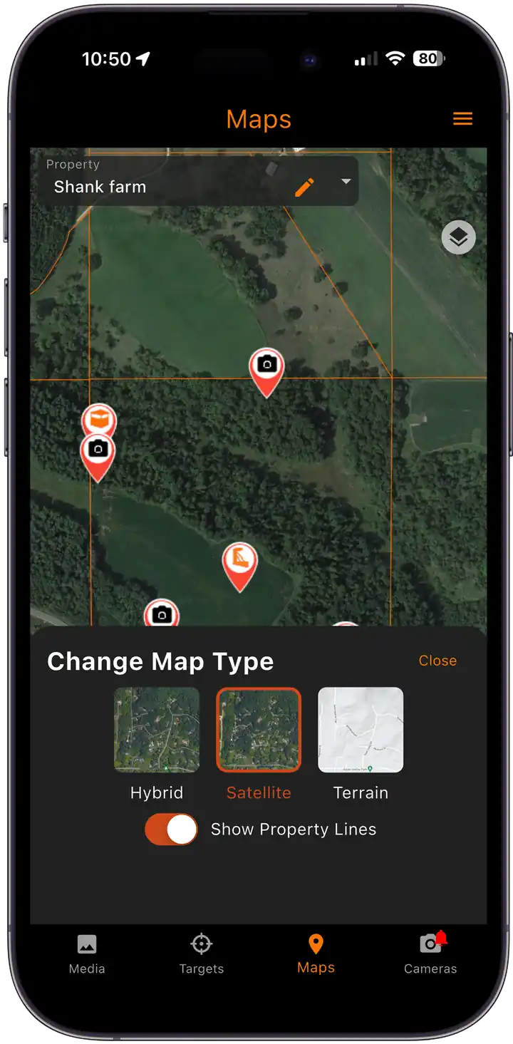 Add camera location markers for trail cameras, blinds, stands and feeders